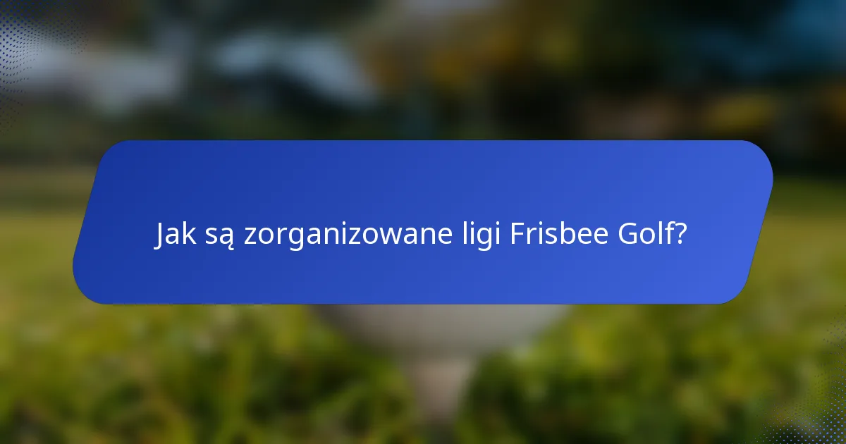 Jak są zorganizowane ligi Frisbee Golf?