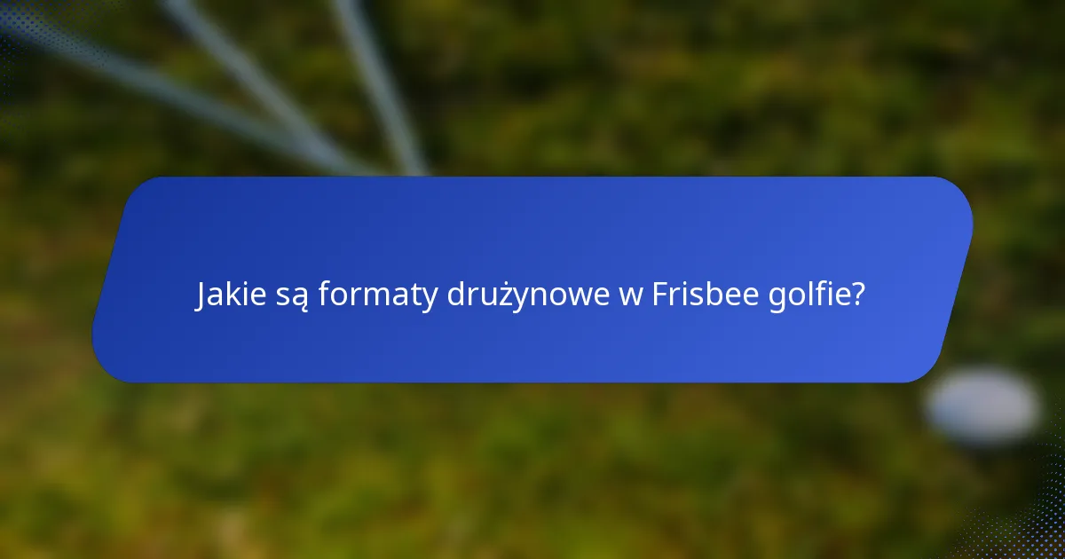 Jakie są formaty drużynowe w Frisbee golfie?